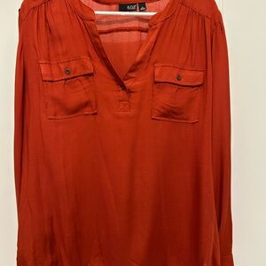 a.n.a Rust Long Sleeve Relaxed Blouse